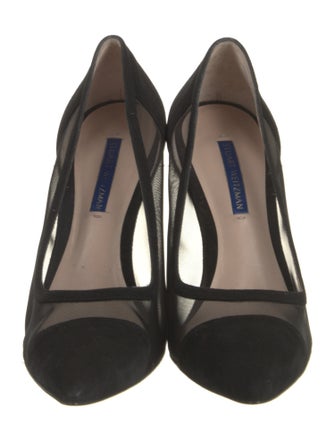 Stuart Weitzman Suede Mesh Accents Pumps