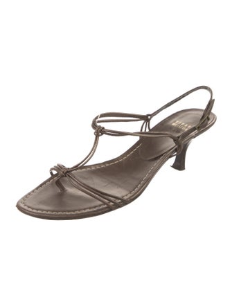 Stuart Weitzman Leather T-Strap Sandals