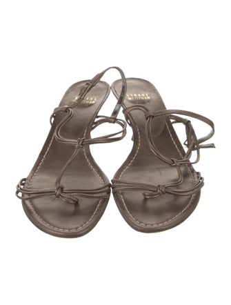 Stuart Weitzman Leather T-Strap Sandals