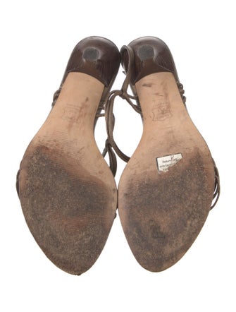 Stuart Weitzman Leather T-Strap Sandals