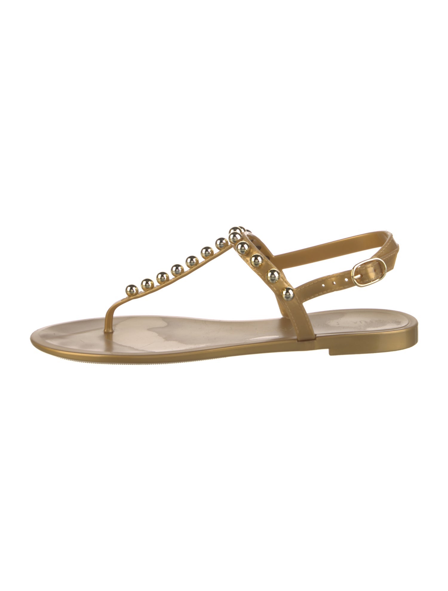 Stuart Weitzman Rubber Studded Accents T-Strap Sandals