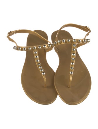 Stuart Weitzman Rubber Studded Accents T-Strap Sandals