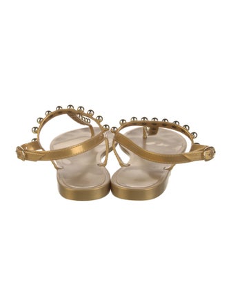 Stuart Weitzman Rubber Studded Accents T-Strap Sandals