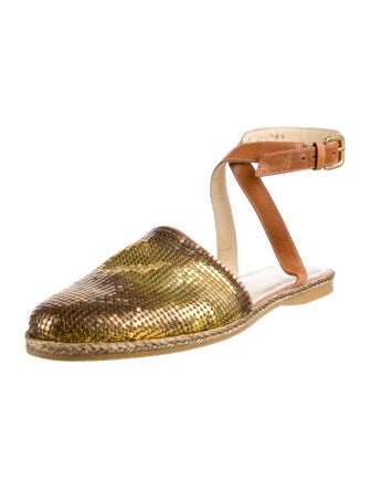 Stuart Weitzman Leather Animal Print Mules