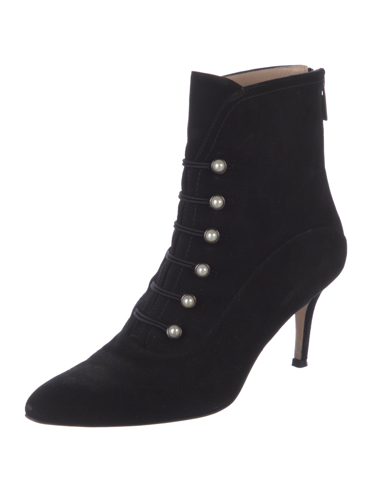 Stuart Weitzman Suede Studded Accents Lace-Up Boots