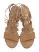 Stuart Weitzman Suede Leather Trim Embellishment Gladiator Sandals