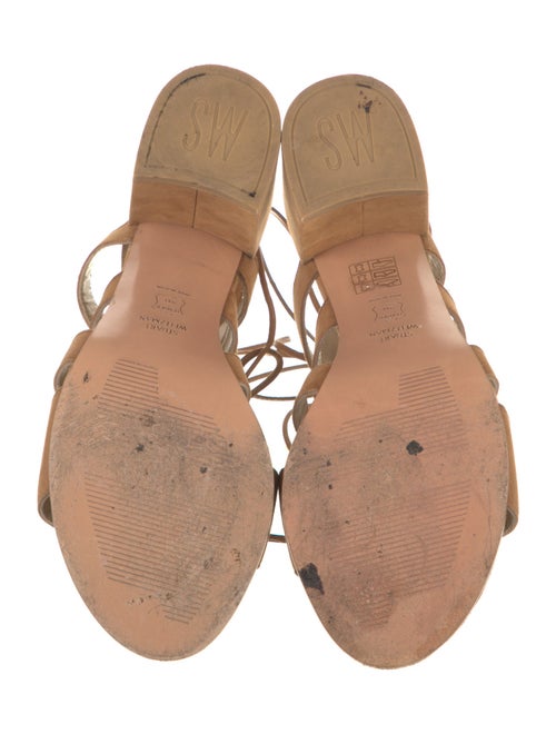 Stuart Weitzman Suede Leather Trim Embellishment Gladiator Sandals