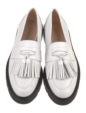 Stuart Weitzman Leather Tassel Accents Loafers