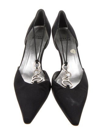 Stuart Weitzman Crystal Embellishments T-Strap Pumps