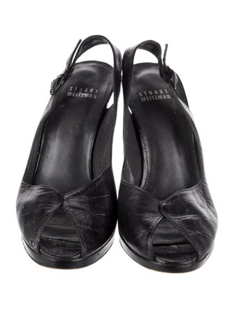 Stuart Weitzman Embossed Leather Slingback Pumps