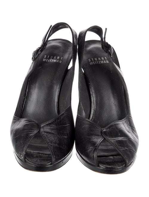Stuart Weitzman Embossed Leather Slingback Pumps