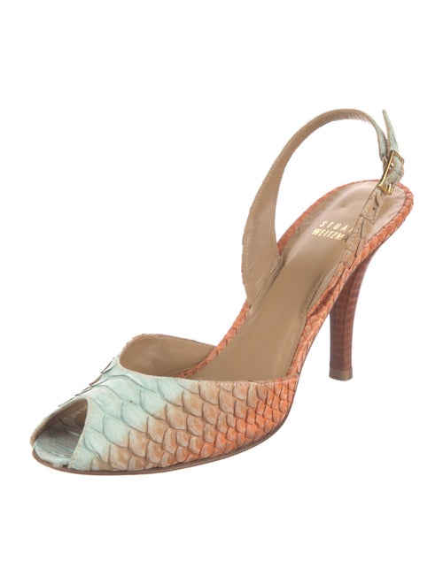 Stuart Weitzman Snakeskin Animal Print Slingback Pumps