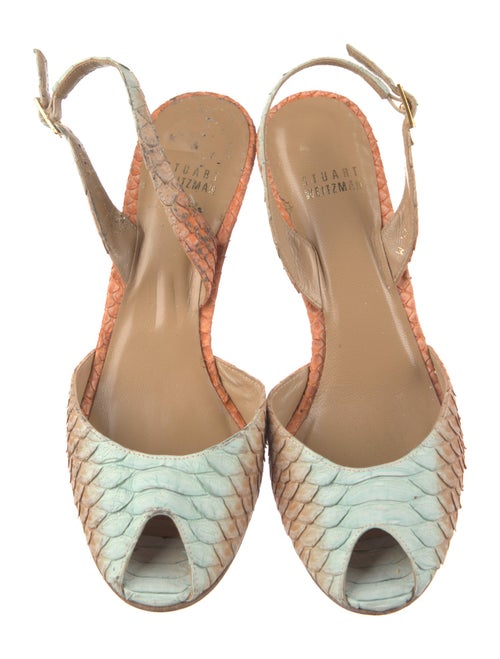 Stuart Weitzman Snakeskin Animal Print Slingback Pumps