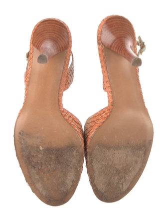 Stuart Weitzman Snakeskin Animal Print Slingback Pumps