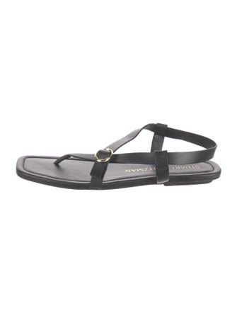 Stuart Weitzman Leather T-Strap Sandals