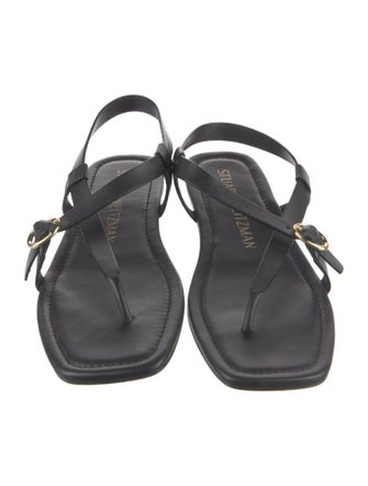 Stuart Weitzman Leather T-Strap Sandals