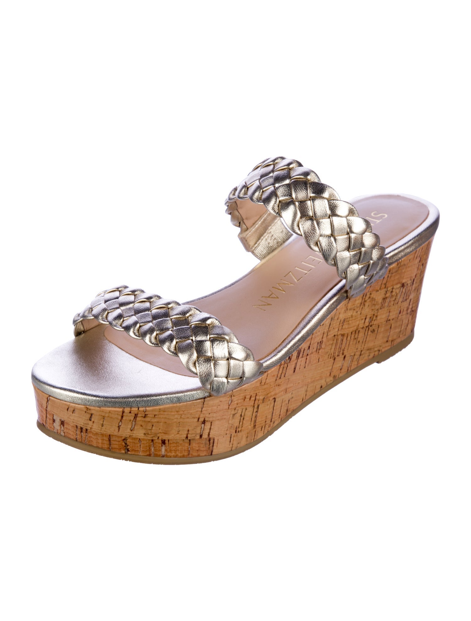 Stuart Weitzman Leather Animal Print Slides