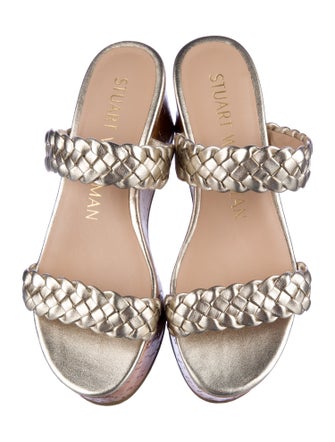 Stuart Weitzman Leather Animal Print Slides