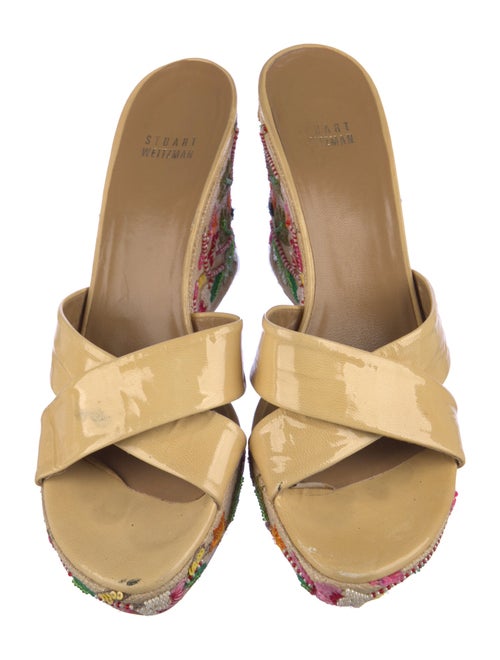 Stuart Weitzman Patent Leather Floral Print Espadrilles