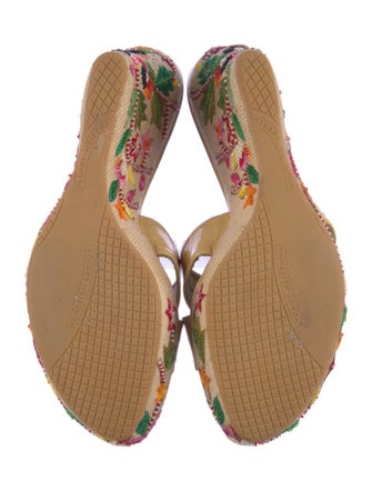 Stuart Weitzman Patent Leather Floral Print Espadrilles