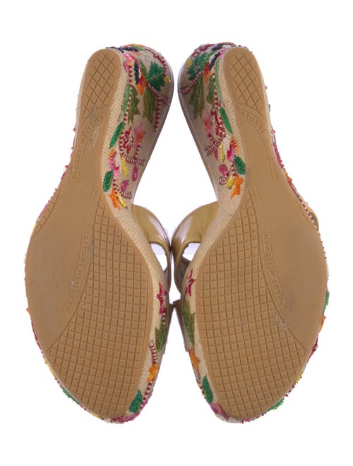Stuart Weitzman Patent Leather Floral Print Espadrilles