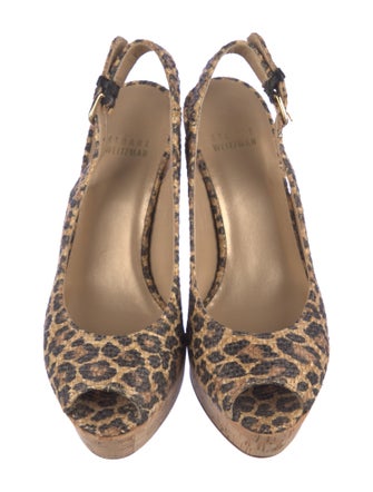 Stuart Weitzman Straw Animal Print Slingback Pumps