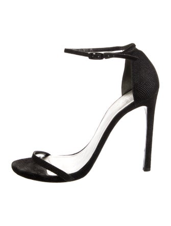 Stuart Weitzman Lizard T-Strap Sandals