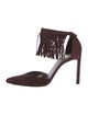 Stuart Weitzman Suede Fringe Trim Accent D'Orsay Pumps