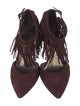 Stuart Weitzman Suede Fringe Trim Accent D'Orsay Pumps