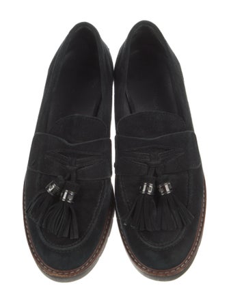 Stuart Weitzman Suede Tassel Accents Loafers