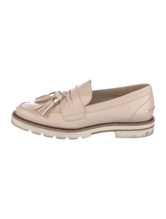 Stuart Weitzman Leather Tassel Accents Loafers