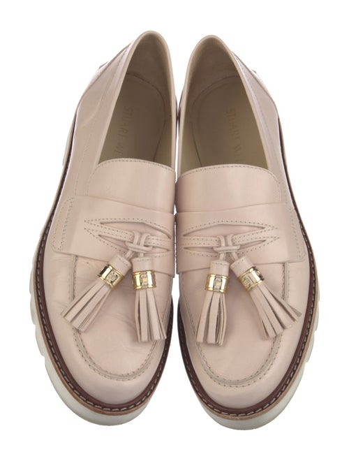 Stuart Weitzman Leather Tassel Accents Loafers