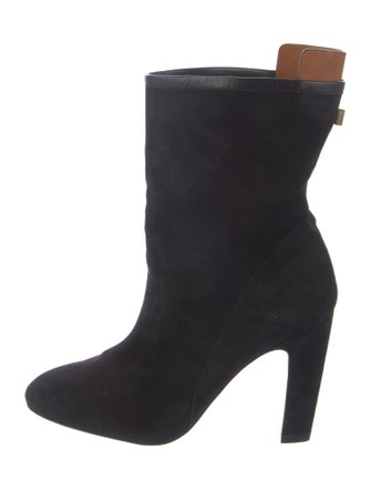Stuart Weitzman Suede Leather Trim Embellishment Boots