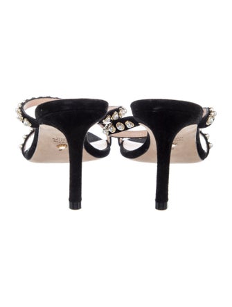 Stuart Weitzman Suede Beaded Accents Slides