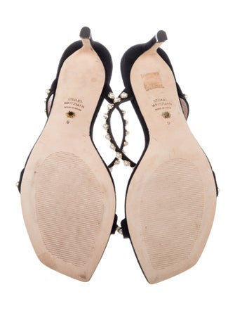 Stuart Weitzman Suede Beaded Accents Slides