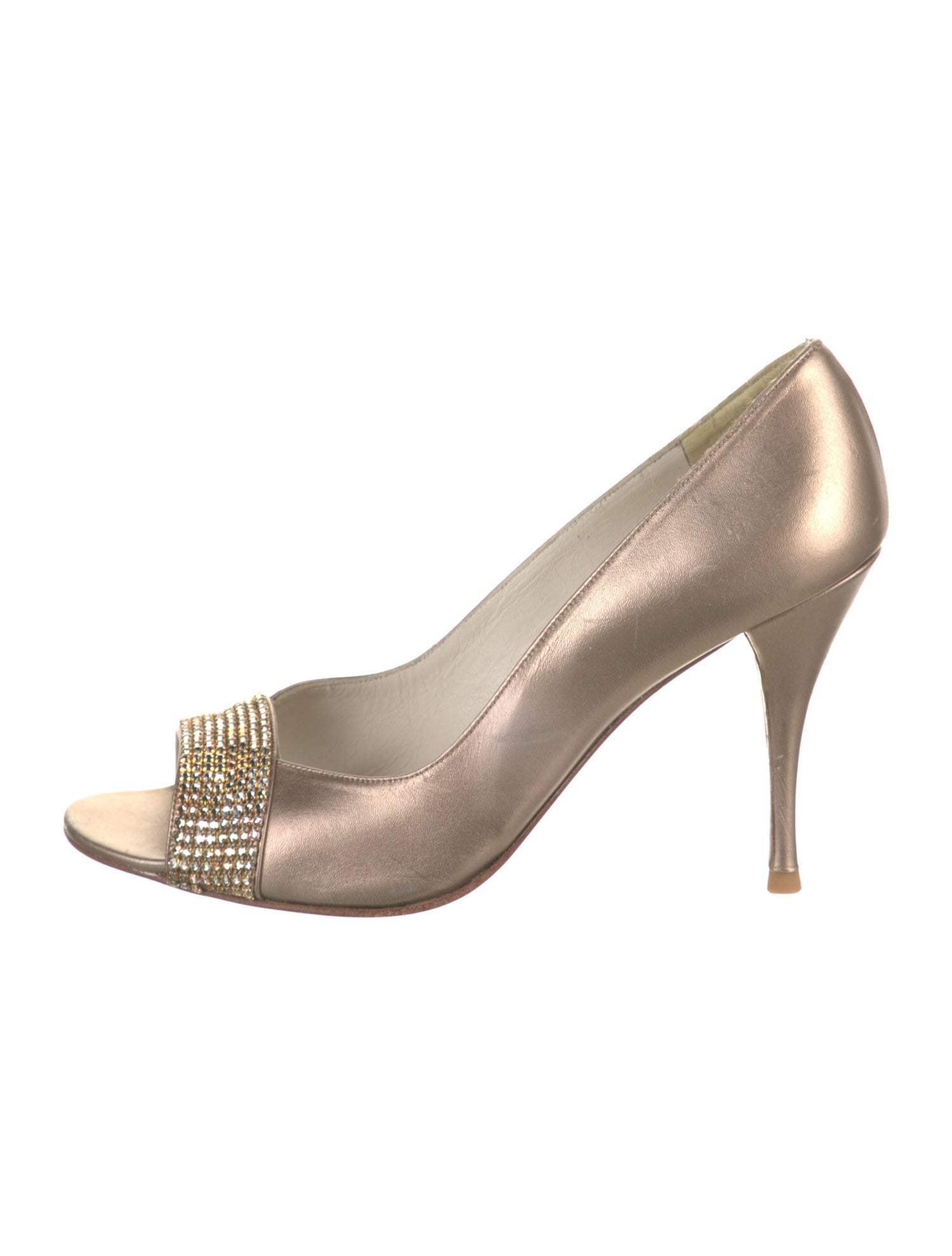 Stuart Weitzman Leather Crystal Embellishments Pumps