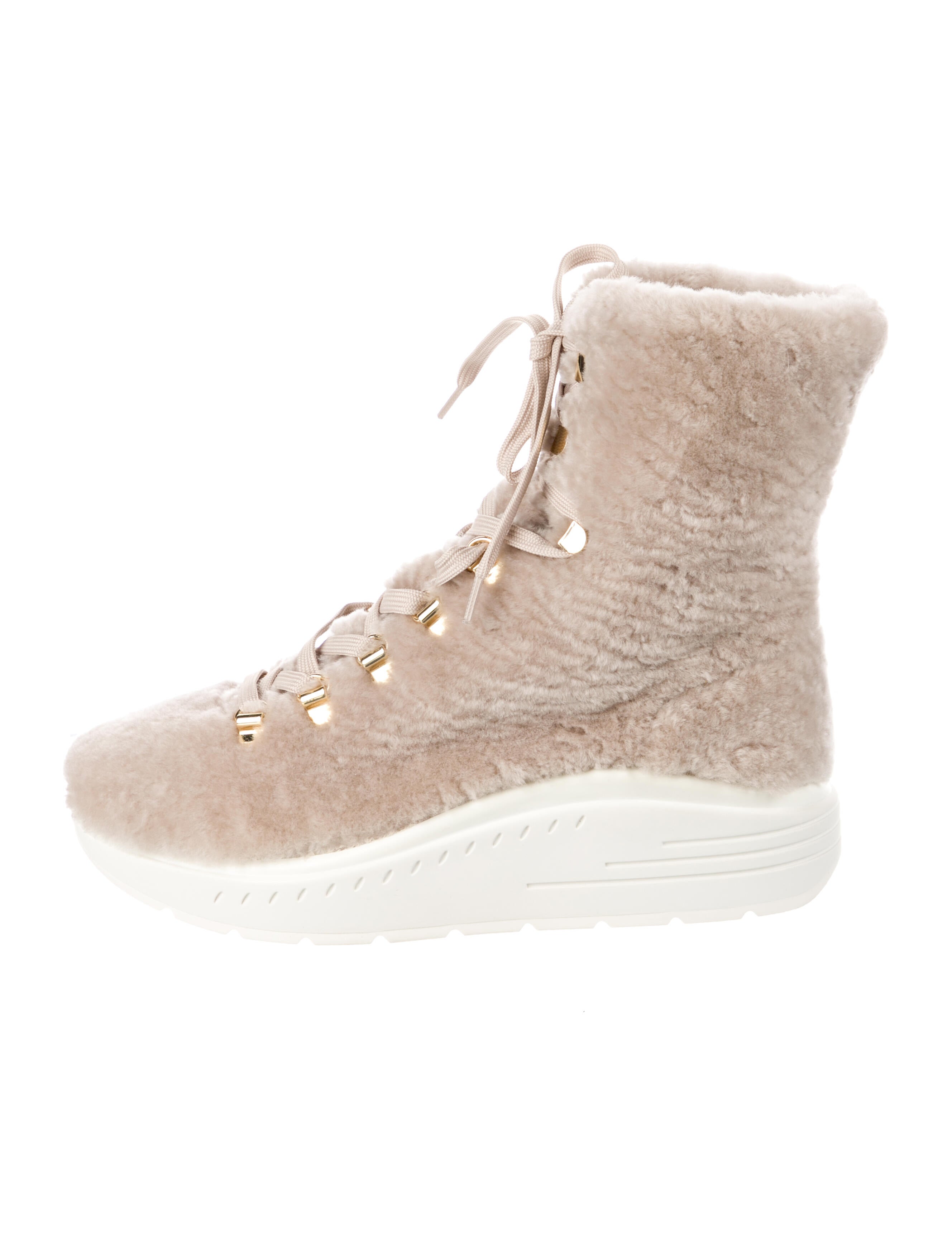 Stuart Weitzman Faux Fur Lace-Up Boots