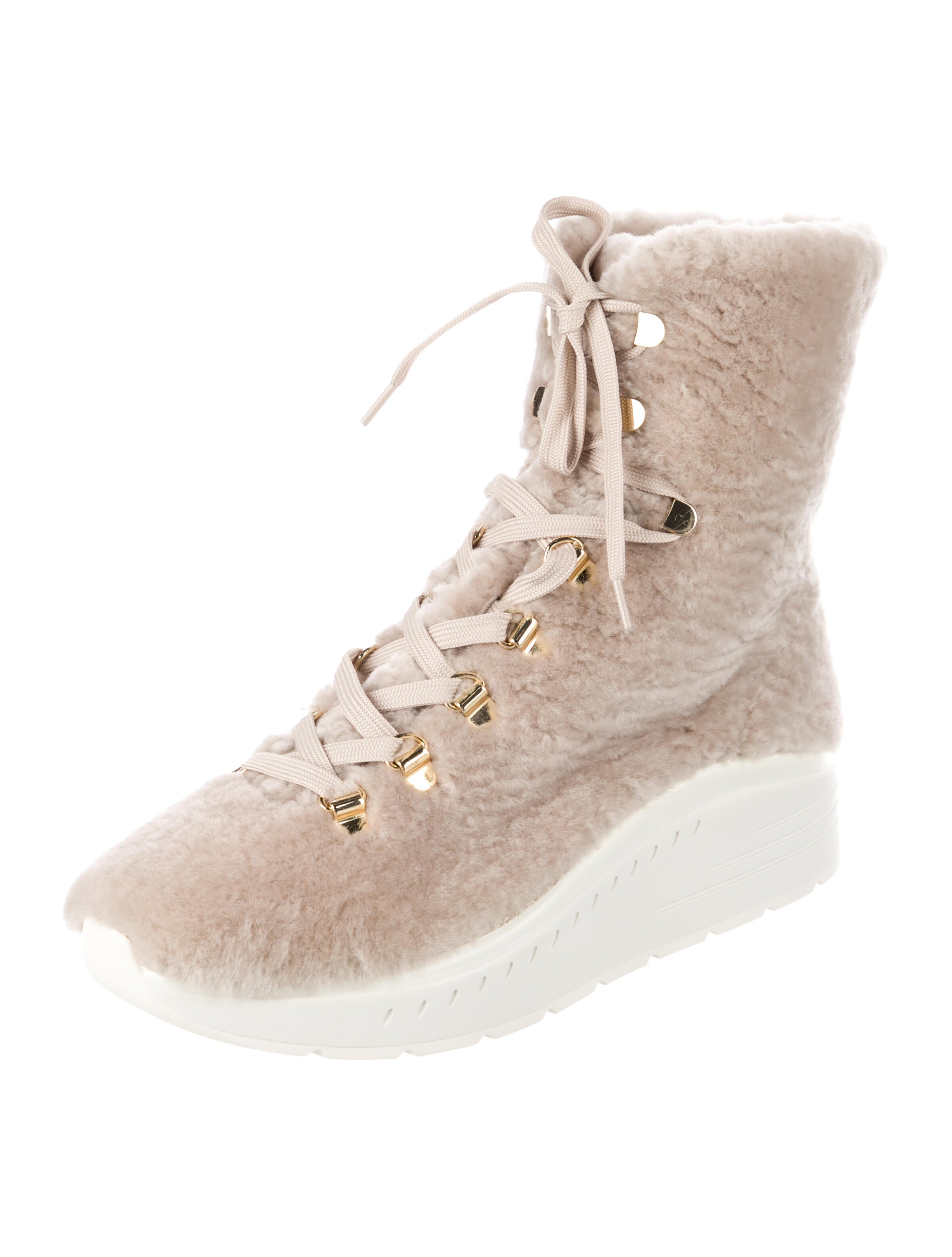 Stuart Weitzman Faux Fur Lace-Up Boots