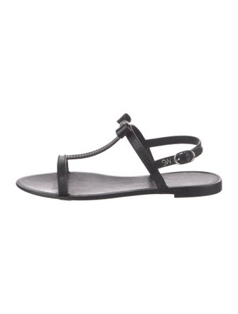 Stuart Weitzman Rubber Bow Accents T-Strap Sandals