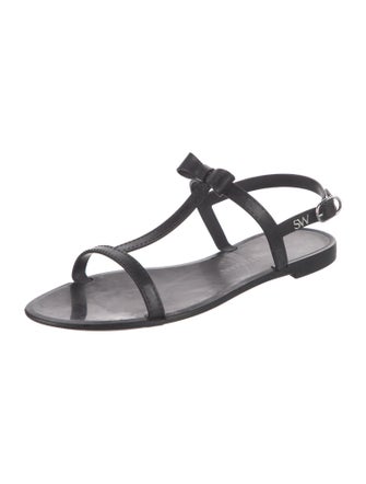 Stuart Weitzman Rubber Bow Accents T-Strap Sandals