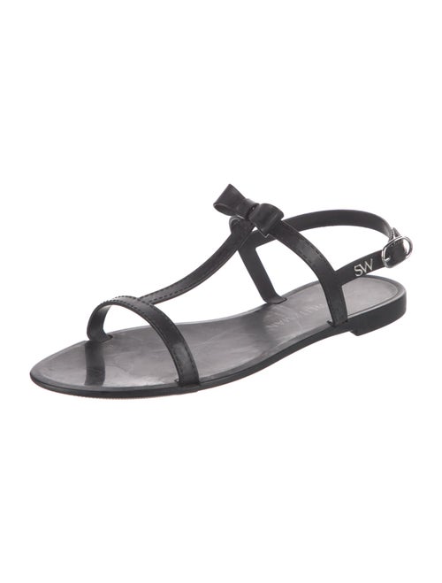 Stuart Weitzman Rubber Bow Accents T-Strap Sandals