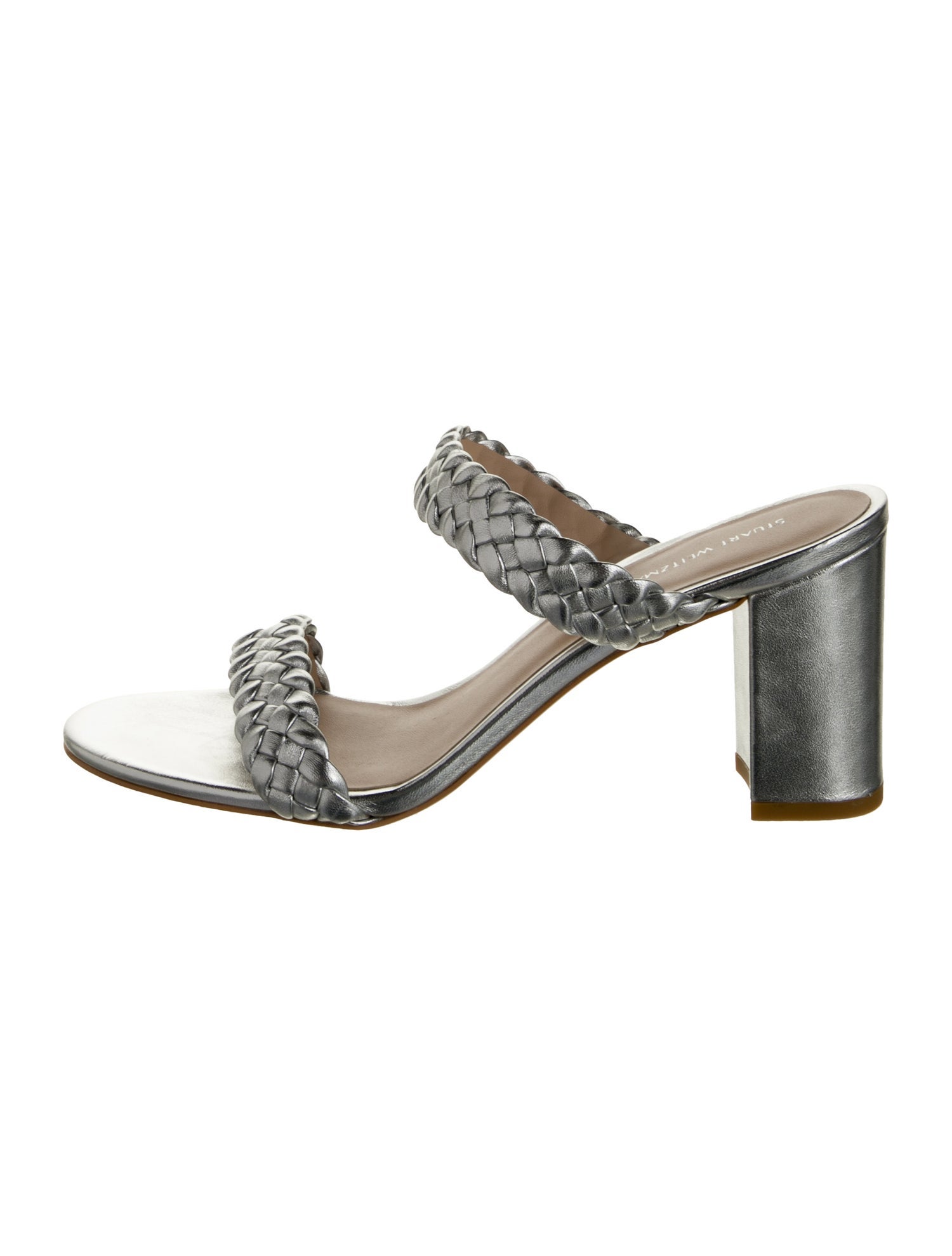 Stuart Weitzman Leather Braided Accents Slides