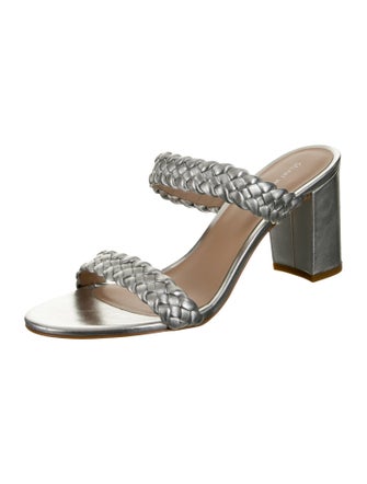 Stuart Weitzman Leather Braided Accents Slides