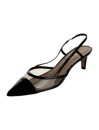 Stuart Weitzman Patent Leather Animal Print Slingback Pumps