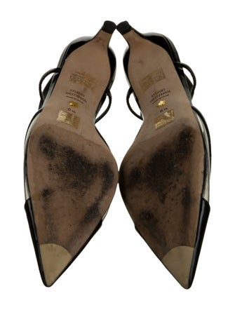 Stuart Weitzman Patent Leather Animal Print Slingback Pumps