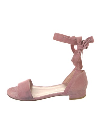 Stuart Weitzman Suede Fringe Trim Accent Sandals