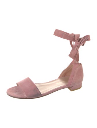 Stuart Weitzman Suede Fringe Trim Accent Sandals