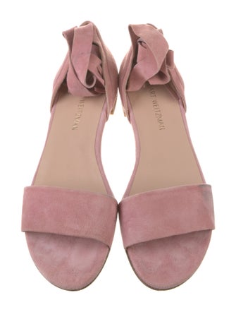 Stuart Weitzman Suede Fringe Trim Accent Sandals