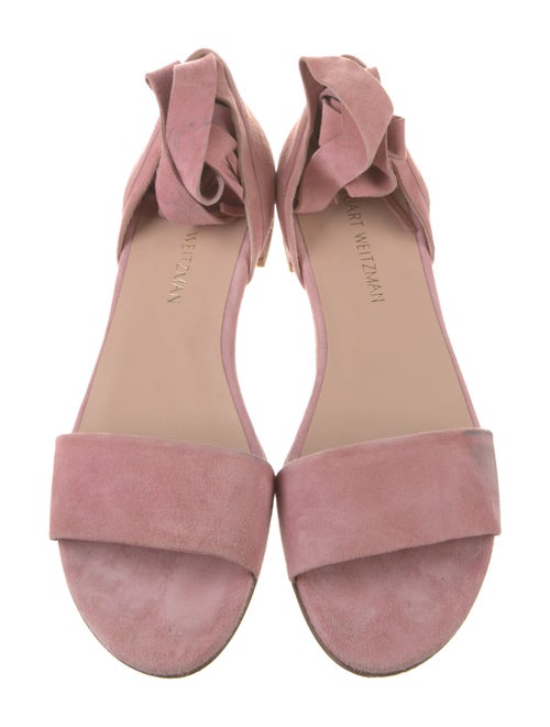 Stuart Weitzman Suede Fringe Trim Accent Sandals