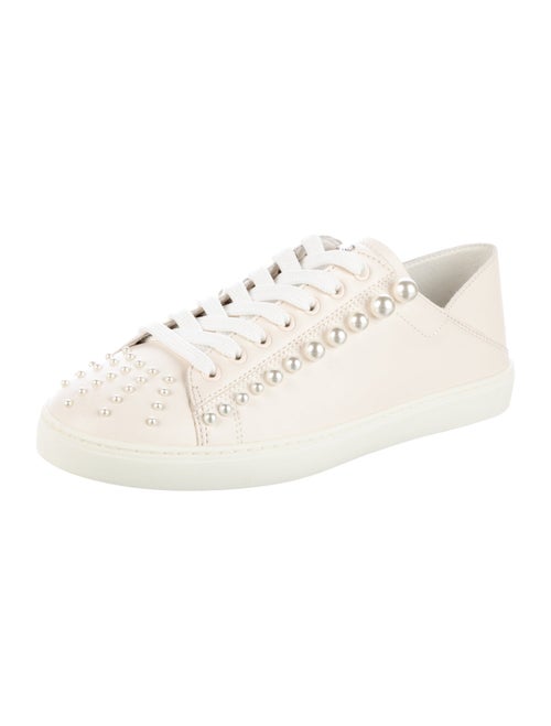Stuart Weitzman Leather Beaded Accents Sneakers